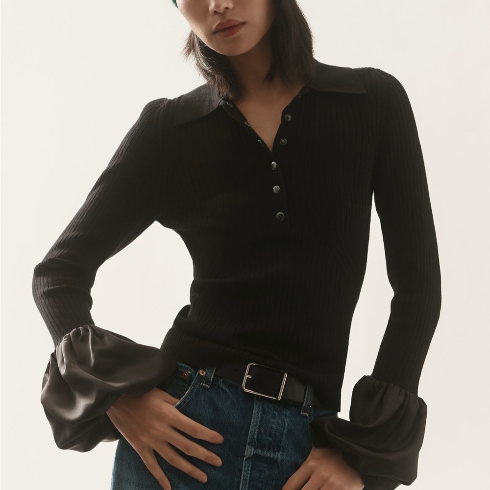 anthropologie maeve black polo